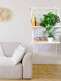 Makramowa półka na ścianę, podwójna