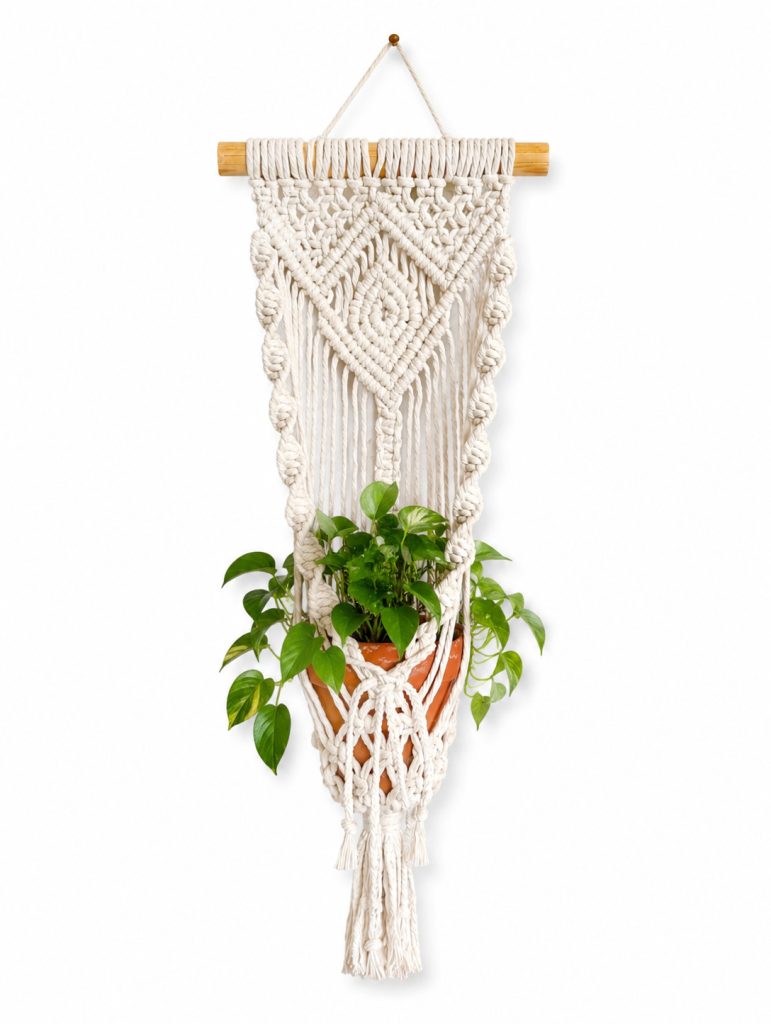 Kwietnik z makramy „Natura” – rozmiar S